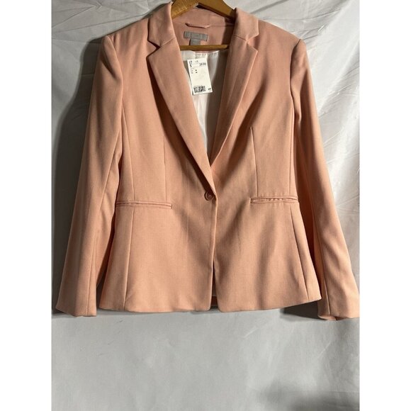 H&M Women's One Button Blazer Size Large Peach Office Work Business Normcore - Picture 1 of 6